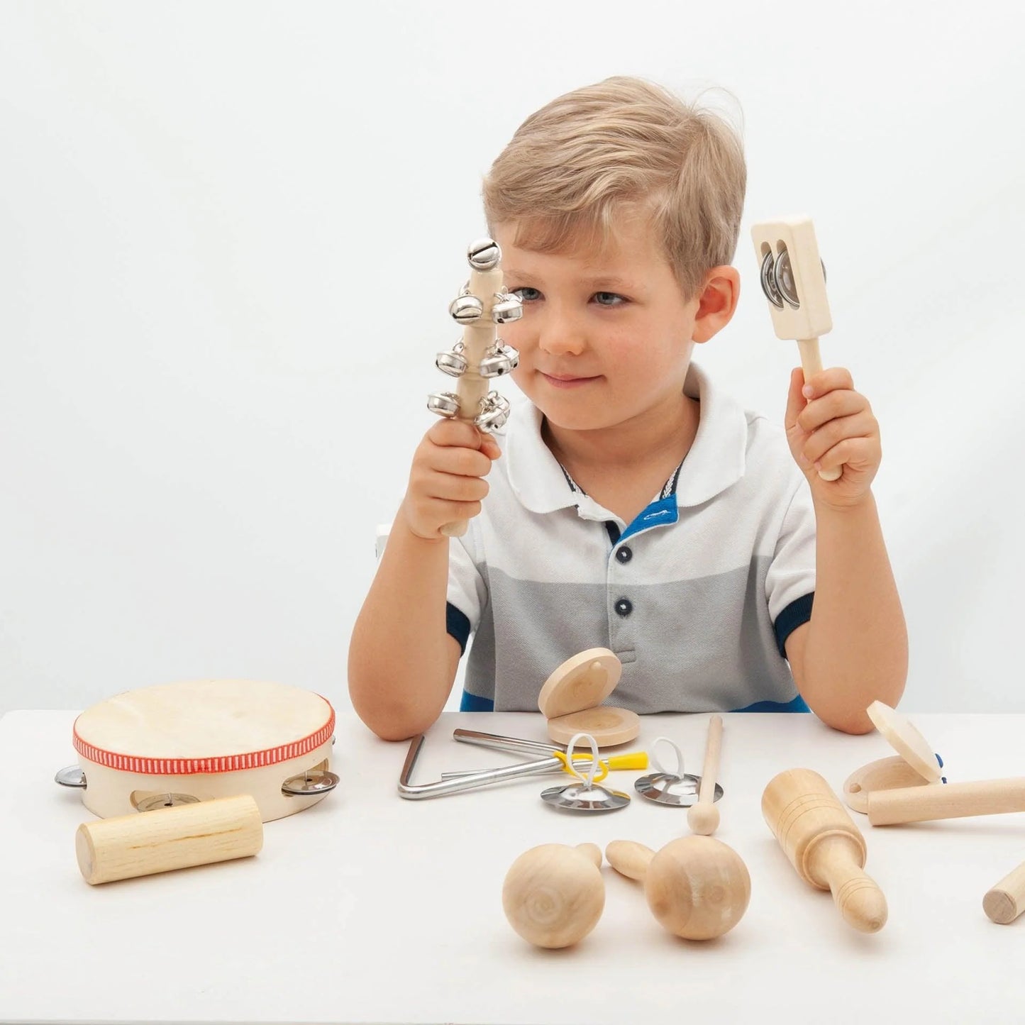 Conjunto de percusión – Set musical infantil de madera - Librería Educania