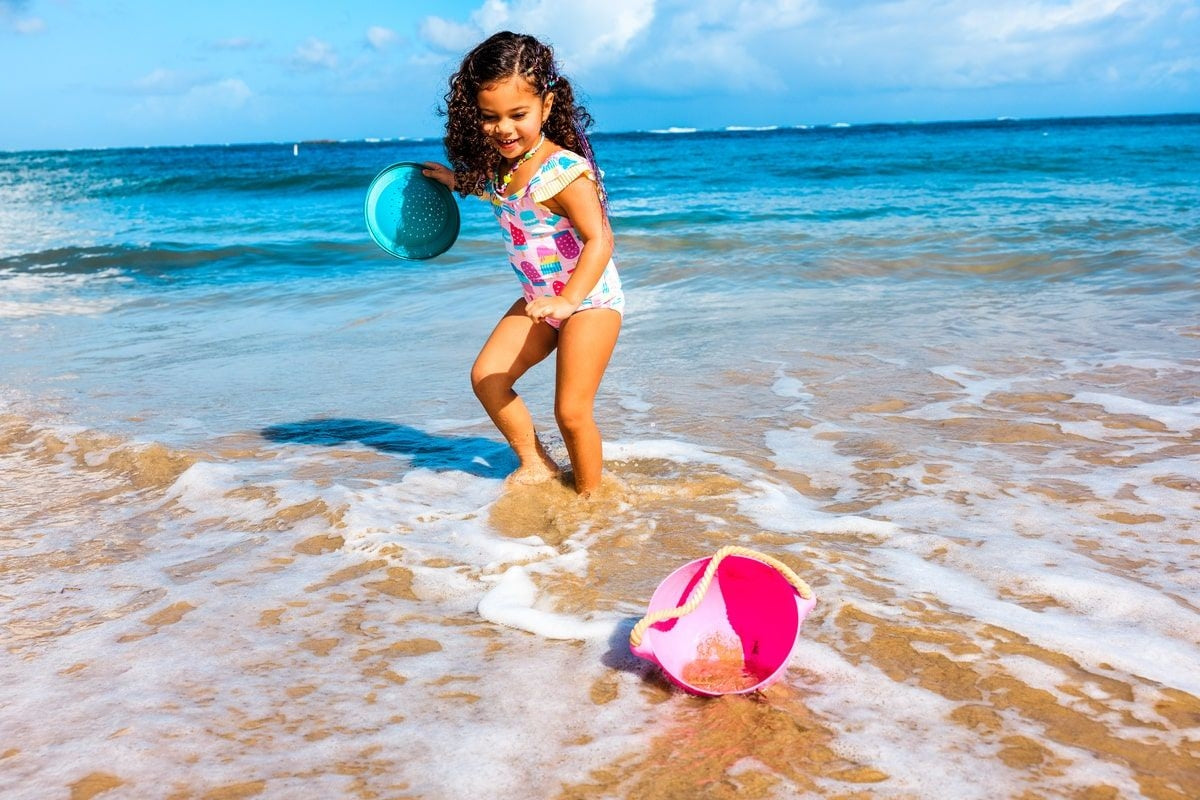 Cubo de playa Pobi rosa/turquesa