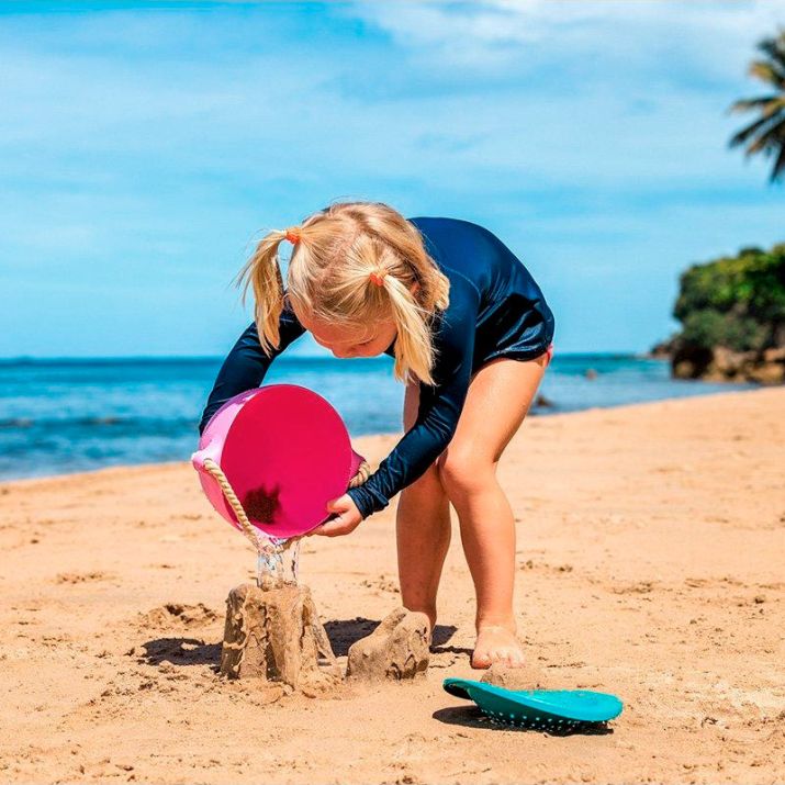 Cubo de playa Pobi rosa/turquesa