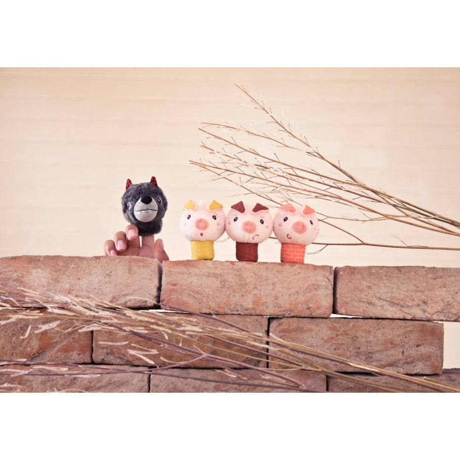 Marionetas de dedo Los Tres Cerditos y el Lobo