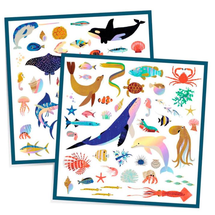 Pegatinas metalizadas . Océano – Set creativo 160 pegatinas - Librería Educania