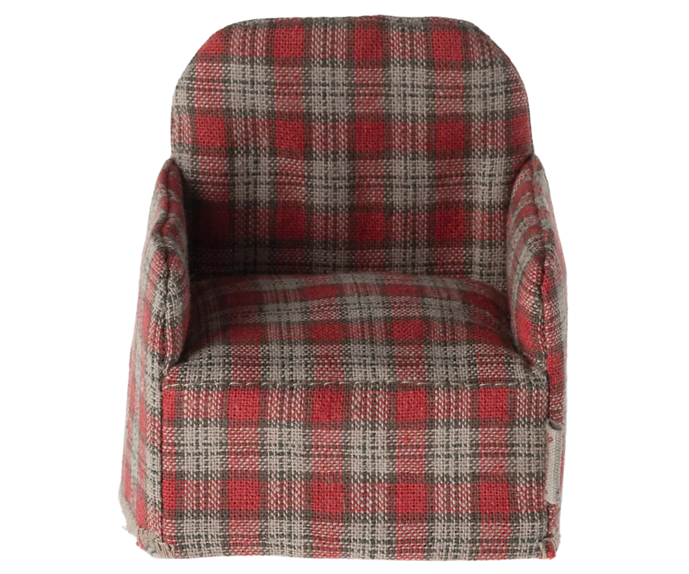 Sillón ratón cuadros rojos