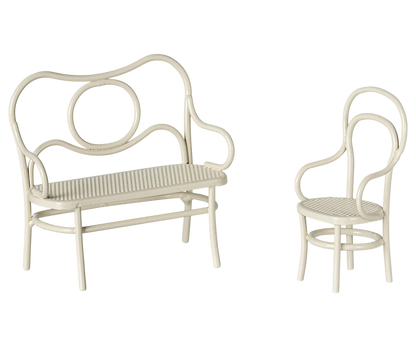 Set mobiliario de café Blanco hueso