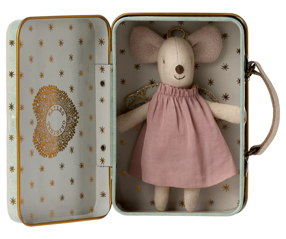 Ratoncita ángel con maleta