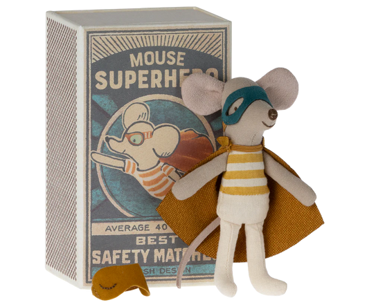 Ratón Super heroe en caja de cerillas