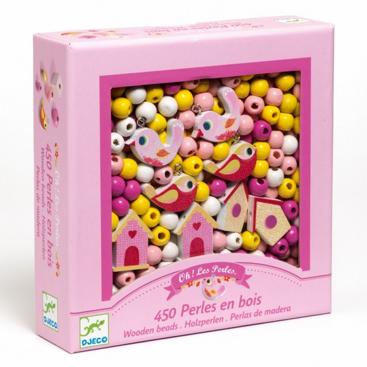 Perlas de madera . Pájaros – Set para crear pulseras - Librería Educania