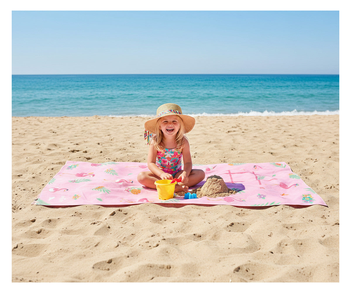 Toalla Flamingos L – Toalla infantil de playa y piscina