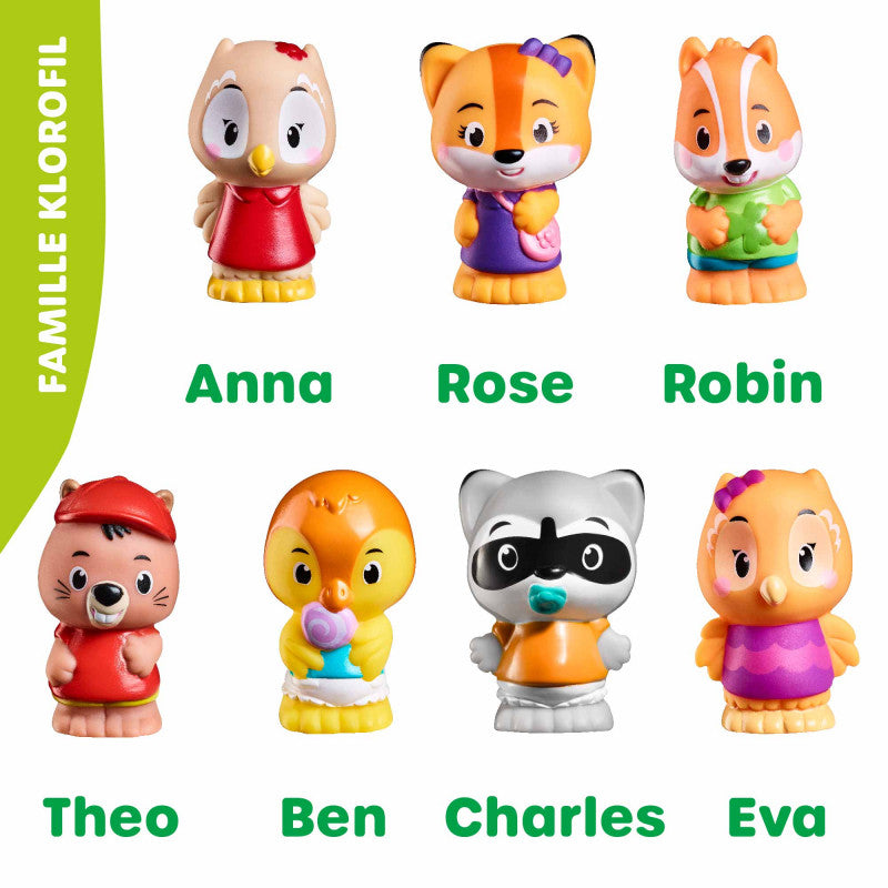 Klorofil . 7 personajes – Set de figuras de animales - Librería Educania