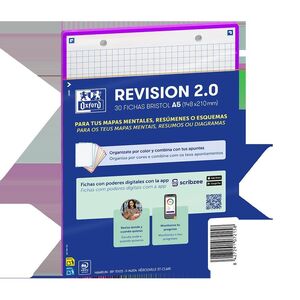 Fichas Revisión 2.0 A5 cuadricula 5X5 30u 2 taladros Oxford