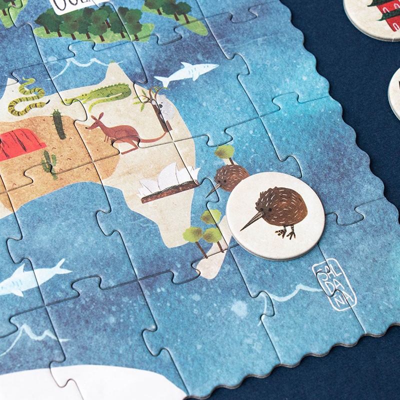 Puzzle Discover the world – Puzzle educativo del mundo - Librería Educania