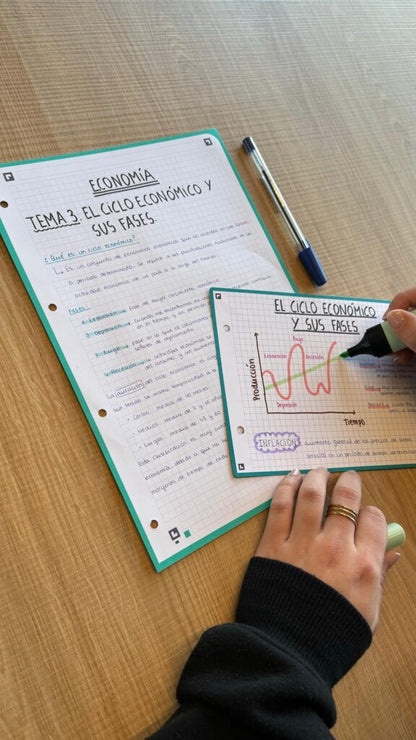 Fichas Revisión 2.0 A5 cuadricula 5X5 30u 2 taladros Oxford