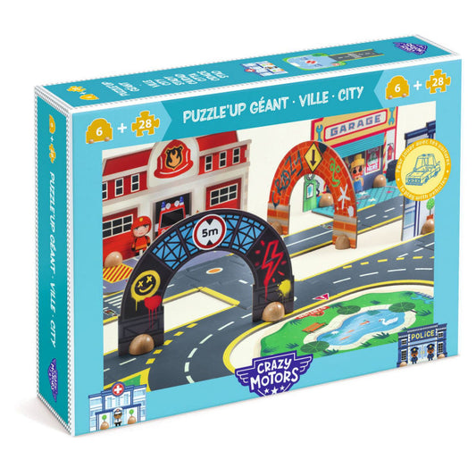 Crazy Motors Puzzle'up ciudad  – Puzzle de suelo y juego - Librería Educania