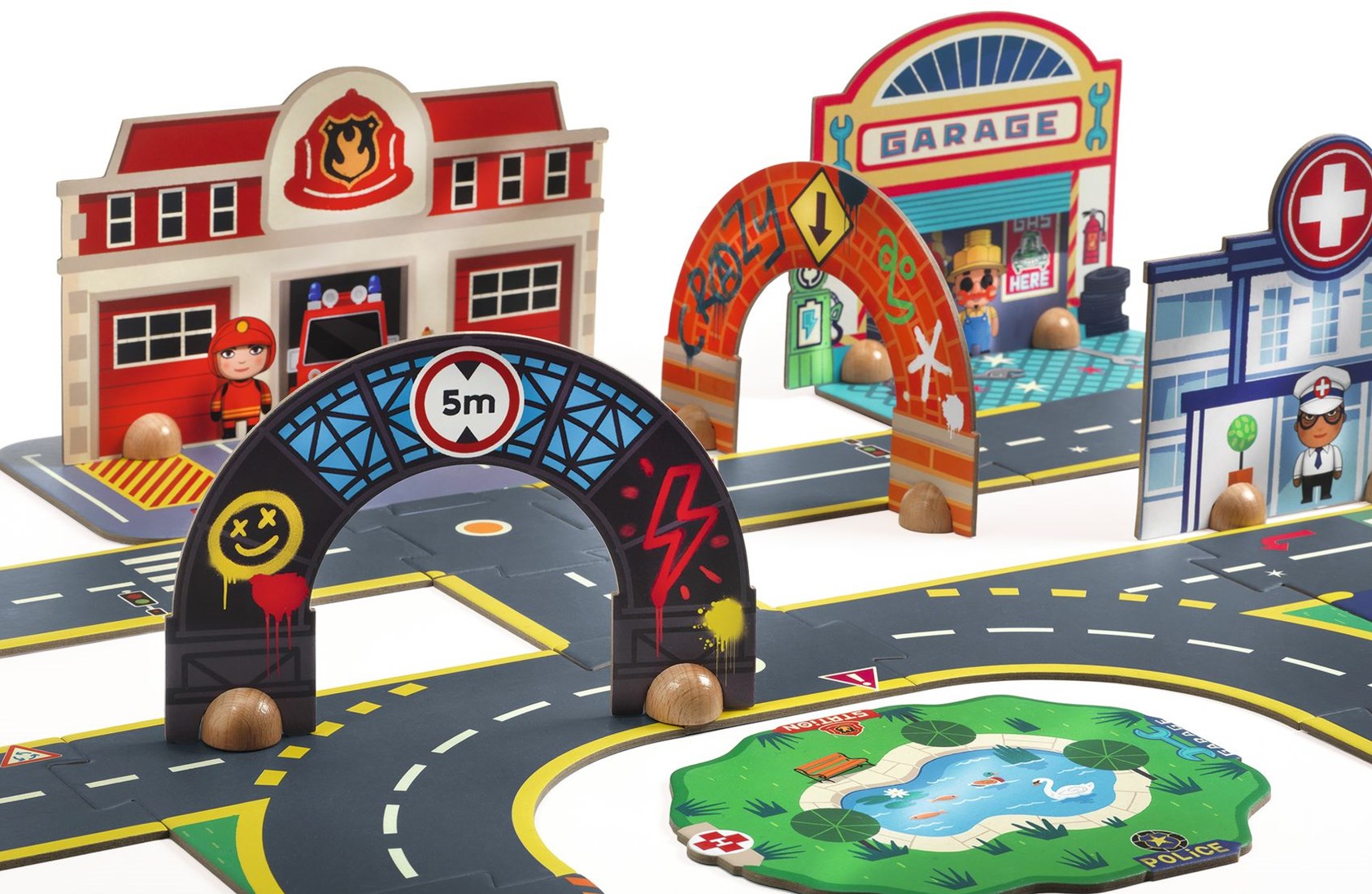 Crazy Motors Puzzle'up ciudad  – Puzzle de suelo y juego - Librería Educania