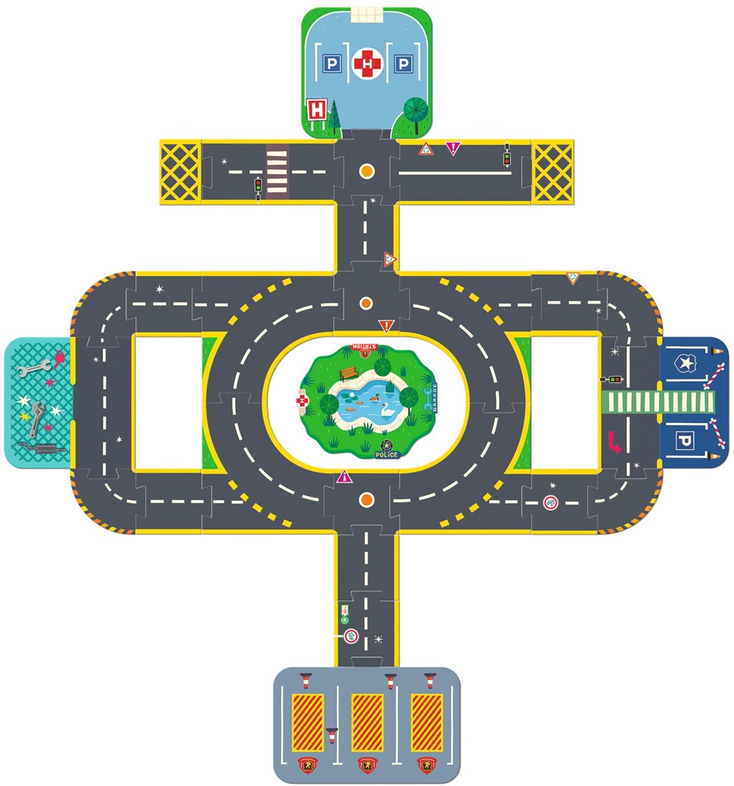 Crazy Motors Puzzle'up ciudad  – Puzzle de suelo y juego - Librería Educania