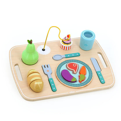 Tablero actividades Bandeja de comida – Juguete multiactividad de madera - Librería Educania