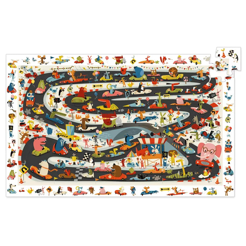 Puzzle observación . Rally de coches – Puzzle infantil de observación - Librería Educania